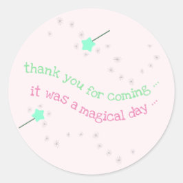 Sticker Rond Magic Wand Babyshower "Merci"