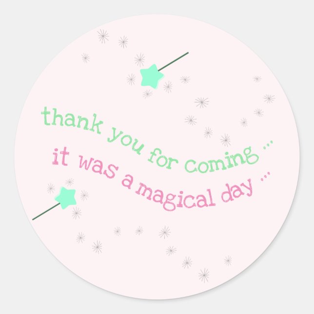 Sticker Rond Magic Wand Babyshower "Merci" (Devant)