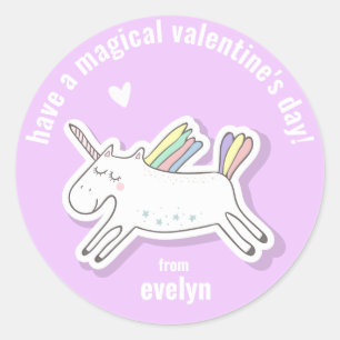 Sticker Rond Magical Valentine's Day - Cute Kids Unicorn