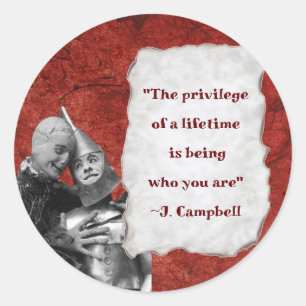 Sticker Rond Magicien des citations d'Oz Campbell Red Gold