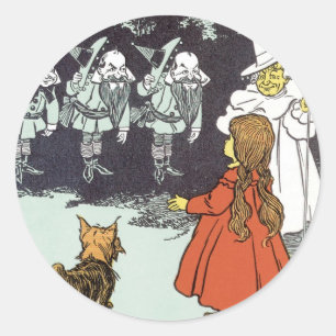Sticker Rond Magicien d'Oz Dorothée Toto Glinda Munchkins vinta