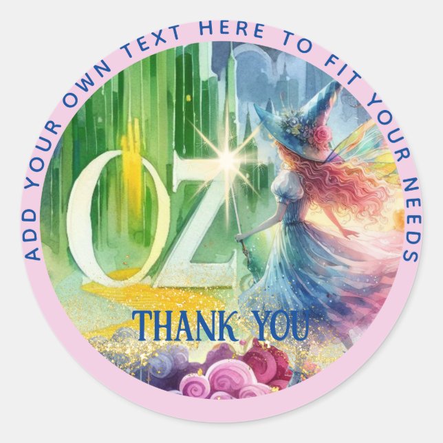 Sticker Rond Magicien du parti Oz Merci Bonne sorcière (Devant)