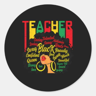 Sticker Rond Magie de l'enseignant noir Éducation à l'histoire