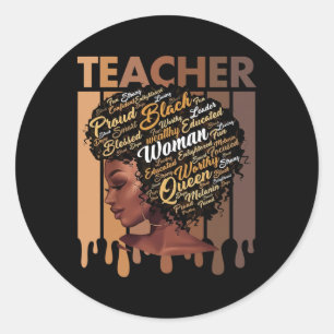 Sticker Rond Magie de l'enseignant noir Éducation à l'histoire