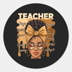 Sticker Rond Magie d'enseignant noir Mois de l'histoire des Noi