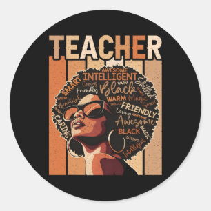 Sticker Rond Magie des enseignants noirs Éducation à l'histoire