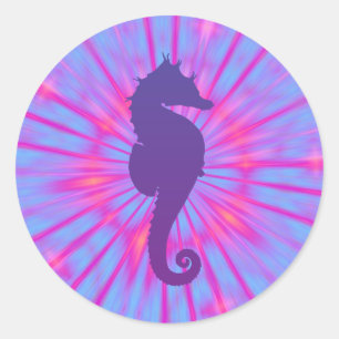 Sticker Rond Magie Violette Hippocampe