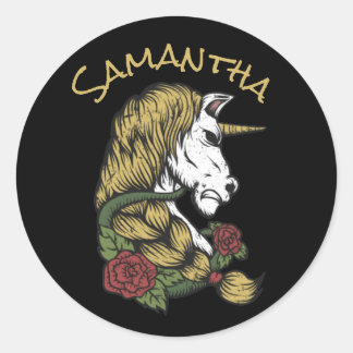 Sticker Rond Magique avec une Fête Licorne