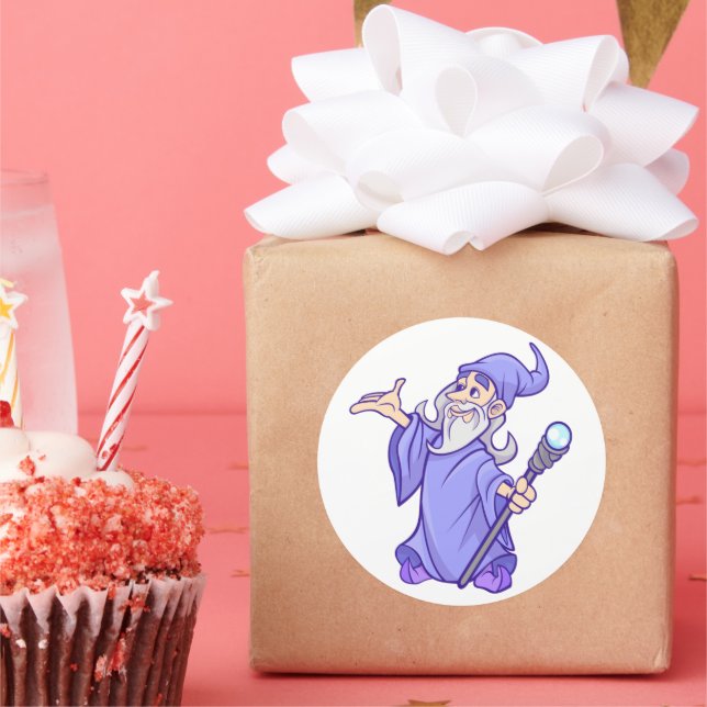 Sticker Rond Magique violet sorcière magicien sorcière (Fête)