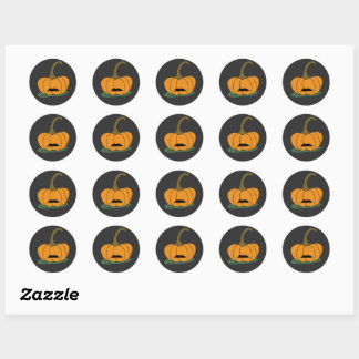 Sticker Rond Magnet Citrouille de Mustachio