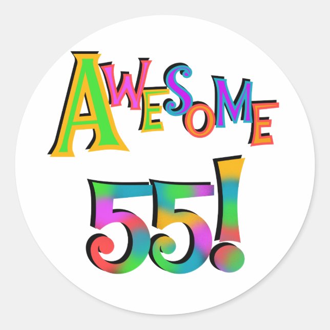 Sticker Rond Magnifique 55 T-shirts et cadeaux d'anniversaire (Devant)