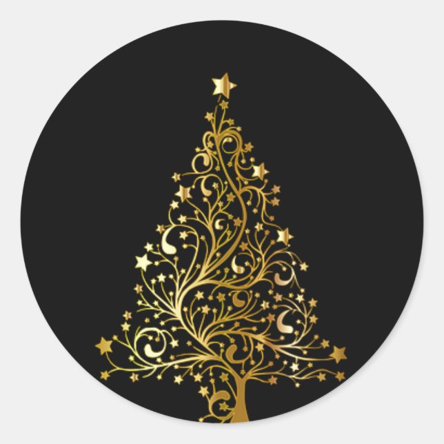 Sticker Rond Magnifique arbre de Noël Cool (Devant)