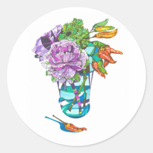 Sticker Rond Magnifique bouquet végétal d'automne