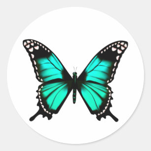 Sticker Rond Magnifique Papillon illustré Classic Round Sti