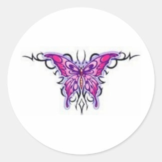 Sticker Rond magnifique papillon pourpre tribal