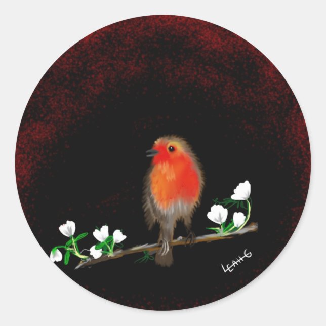Sticker Rond Magnifique Red Robin cadeaux d'art originaux acces (Devant)