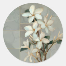 Magnolia blanche Floral Ligne dorée Marbre