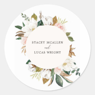 Sticker Rond Magnolia Floral