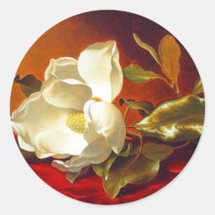Sticker Rond Magnolia sur Red Velvet Martin Johnson Heade