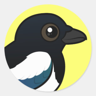 Sticker Rond Magpie à bec noir