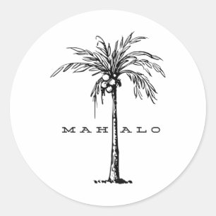 Sticker Rond Mahalo Hawaii De L'Île. Sentez L'Épir Aloha