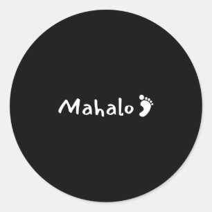 Sticker Rond Mahalo w_footprint - hawaïen merci - hawaï