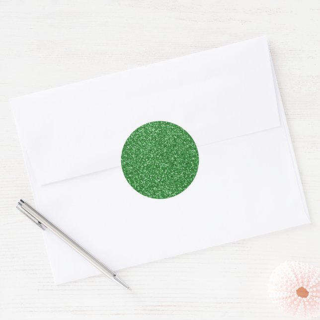 Sticker Rond Mai Parties scintillant verte (Enveloppe)