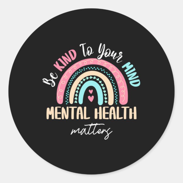 Sticker Rond Mai Sensibilisation à la santé mentale Questions d (Devant)