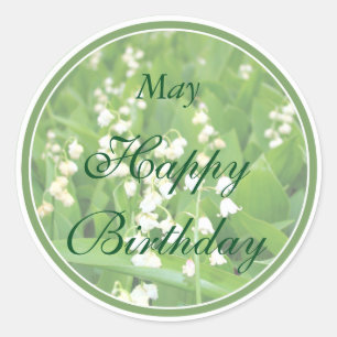 Sticker Rond Mai White Lily de la vallée Anniversaire