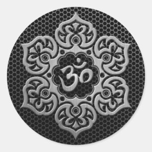 Sticker Rond Maille en acier OM floral