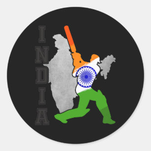 Sticker Rond Maillot de cricket indien amateur de l'équipe de c