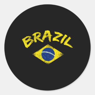Sticker Rond Maillot de foot du Brésil drapeau national brésili