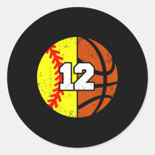 Sticker Rond Maillot Numéro 12 Softll Sketll Drôle 12ème Annive