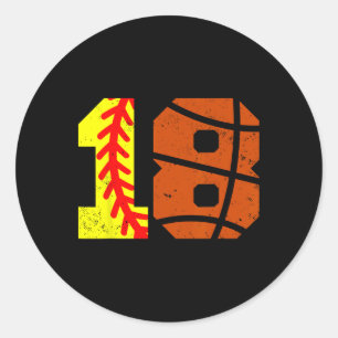 Sticker Rond Maillot Softll Sketll numéro 18 Drôle 18e annivers