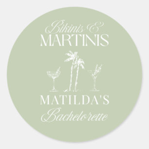 Sticker Rond Maillots de bain et martinis Élégant enterrement d