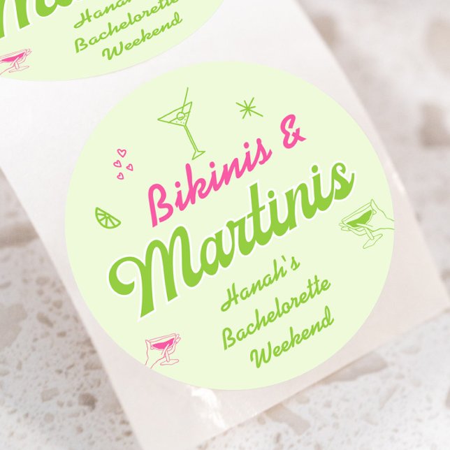 Sticker Rond Maillots et Martinis Soirée Bach (Créateur téléchargé)