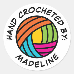 Sticker Rond Main Crochée par Ajouter Votre Nom
