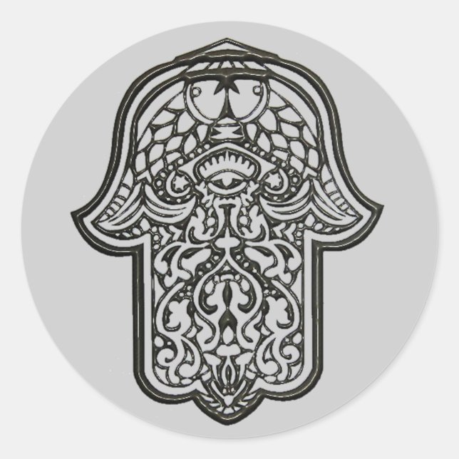 Sticker Rond Main de henné de Hamsa (Original) (Devant)