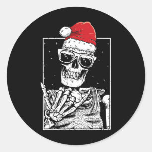 Sticker Rond Main de squelette Rock Halloween Noël Rock Musique