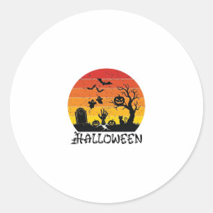 Sticker Rond Main de zombie d'Halloween Pierre tombale Arbre Ch