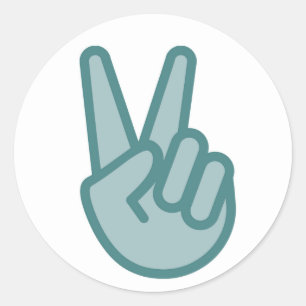 Sticker Rond Main fraîche Emoji de signe de paix