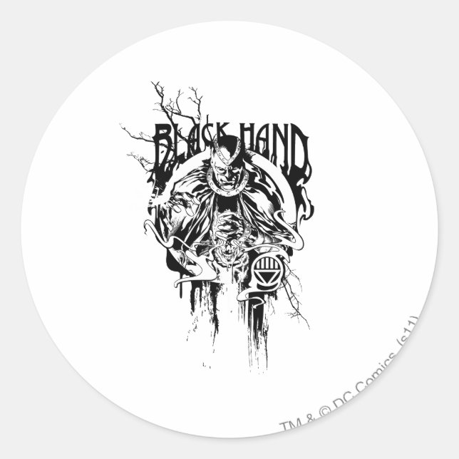 Sticker Rond Main noire 0 Collage graphique, noir et blanc (Devant)