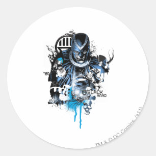Sticker Rond Main noire - Collage bleu