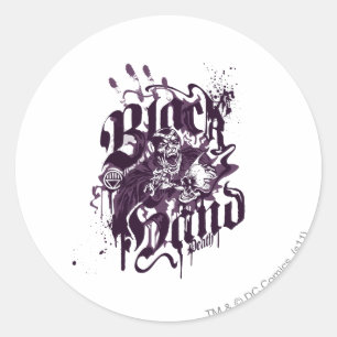 Sticker Rond Main noire - Collage violet