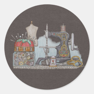 Sticker Rond Main Powered Sewing