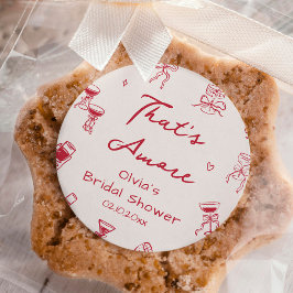 Sticker Rond Main rouge tiré qui est une plus Fête des mariées