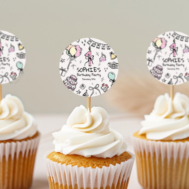 Sticker Rond Main tirée 1er anniversaire (Créateur téléchargé)