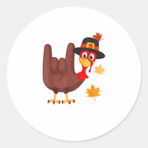 Sticker Rond Main Turquie Langue Signale Américaine Je Vous Aim