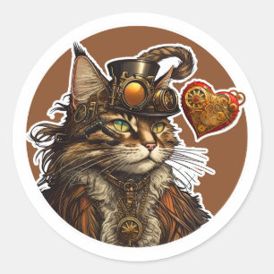 Sticker Rond Maine Coon