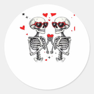 Sticker Rond Mains Coeur Squelette Pour Trending